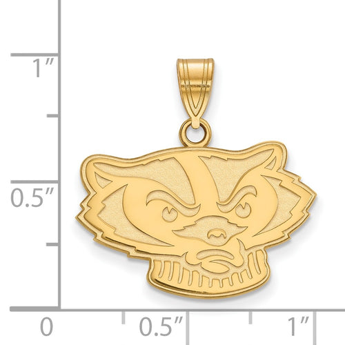 10k Gold LogoArt University of Wisconsin Badger Medium Pendant
