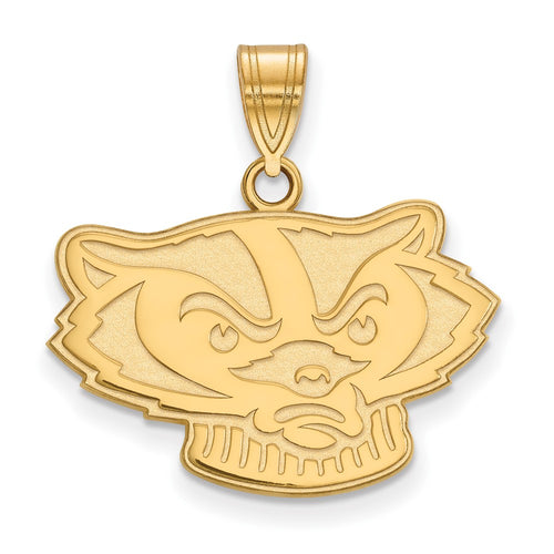 10k Gold LogoArt University of Wisconsin Badger Medium Pendant