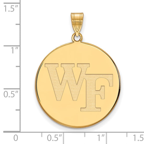 10k Gold LogoArt Wake Forest University W-F Extra Large Disc Pendant