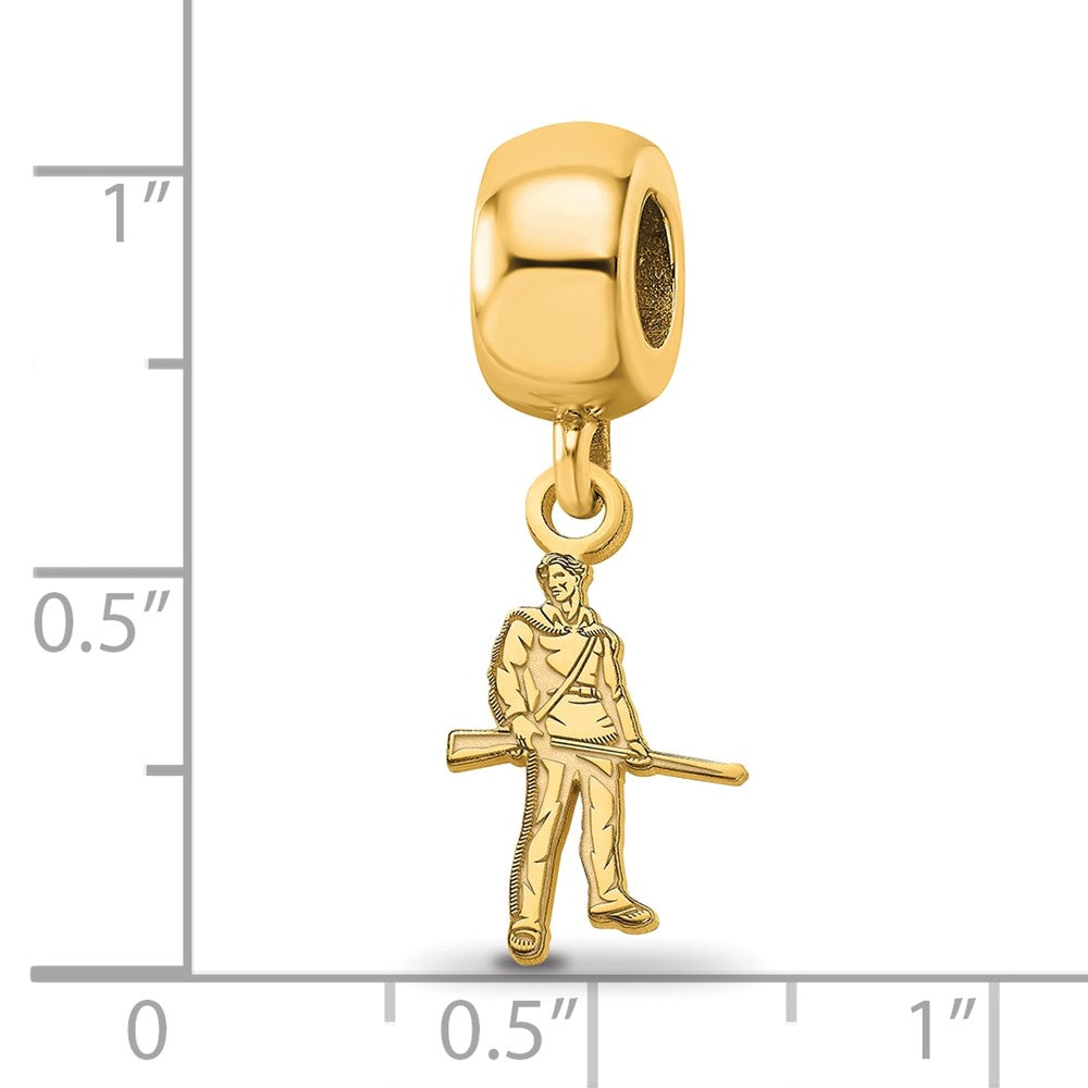 Sterling Silver Gold-plated LogoArt West Virginia University Mountaineer Small Dangle Bead Charm