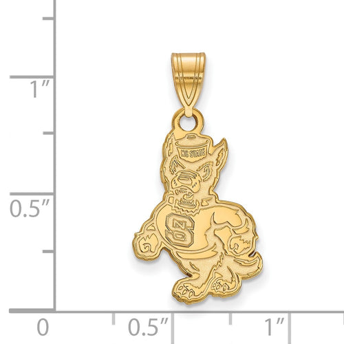 10k Gold LogoArt North Carolina State University Wolf Large Pendant