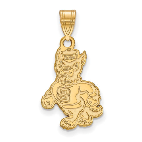 10k Gold LogoArt North Carolina State University Wolf Large Pendant