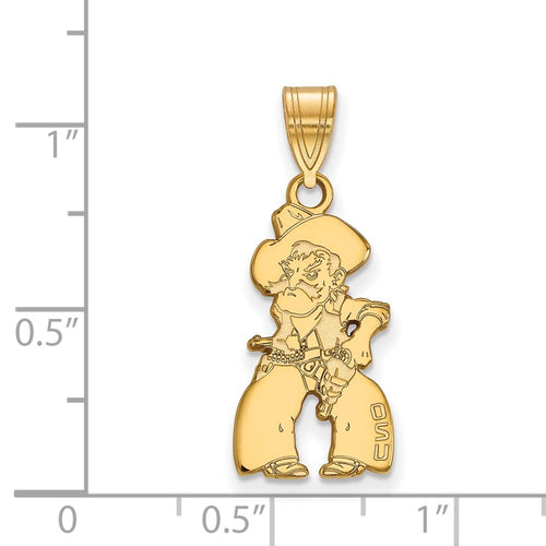 10k Gold LogoArt Oklahoma State University Cowboy Large Pendant