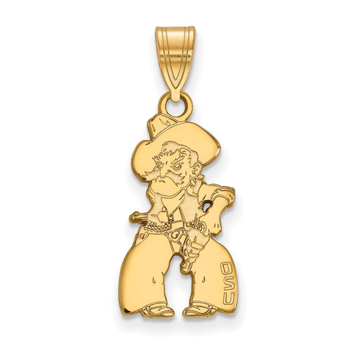 10k Gold LogoArt Oklahoma State University Cowboy Large Pendant
