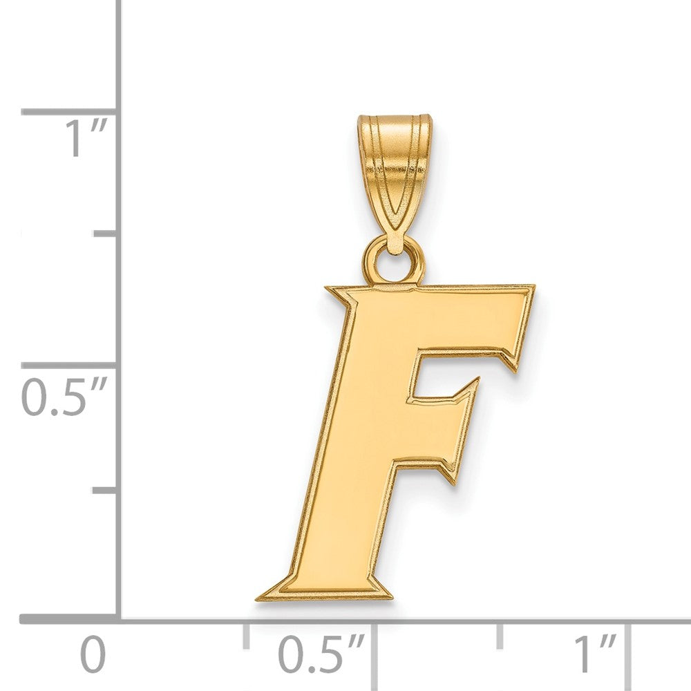 Sterling Silver Gold-plated LogoArt University of Florida Letter F Medium Pendant