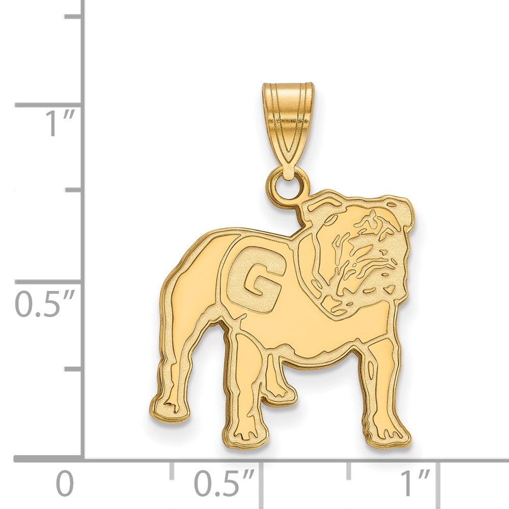 Sterling Silver Gold-plated LogoArt University of Georgia Bulldog Large Pendant
