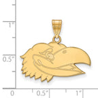 10k Gold LogoArt University of Kansas Jayhawk Medium Pendant