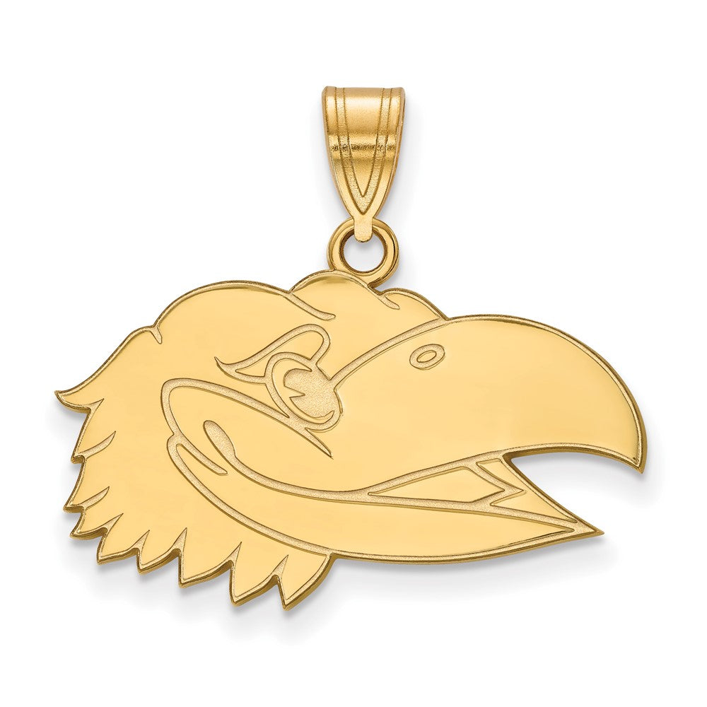 14k Gold LogoArt University of Kansas Jayhawk Medium Pendant