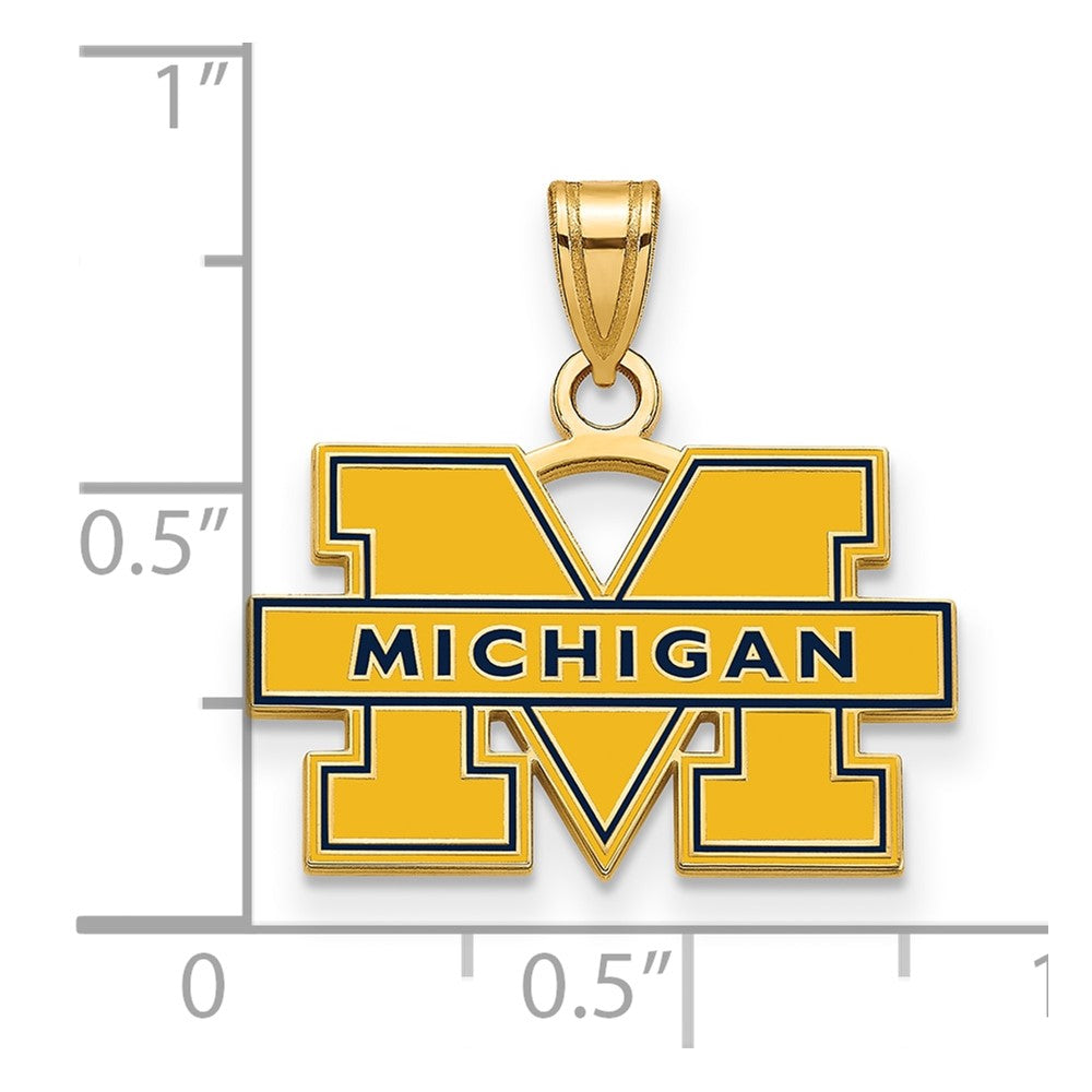 14ky LogoArt Michigan (Univ Of) Small Blue Enamel Pendant