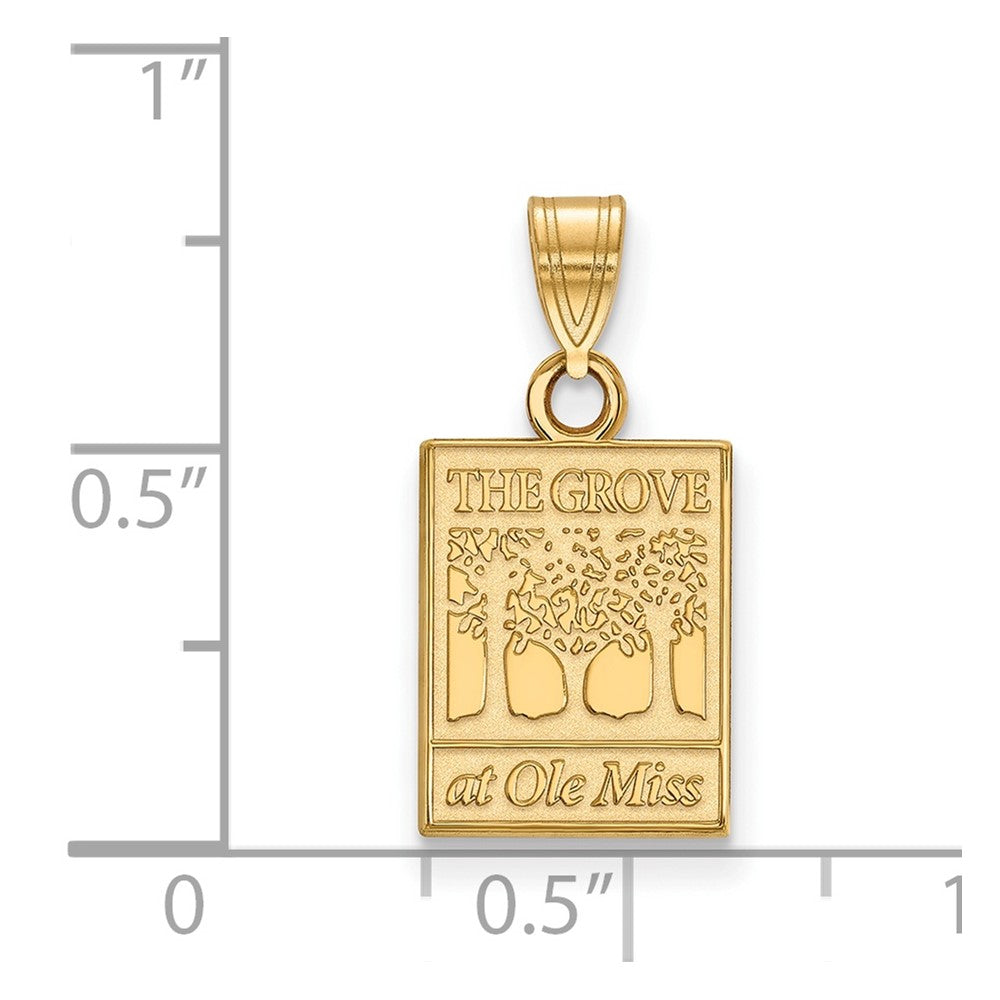 Sterling Silver Gold-plated LogoArt University of Mississippi The Grove at Ole Miss Small Pendant