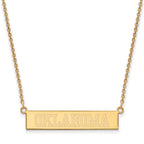 Sterling Silver Gold-plated LogoArt University of Oklahoma Small Bar 18 inch Necklace