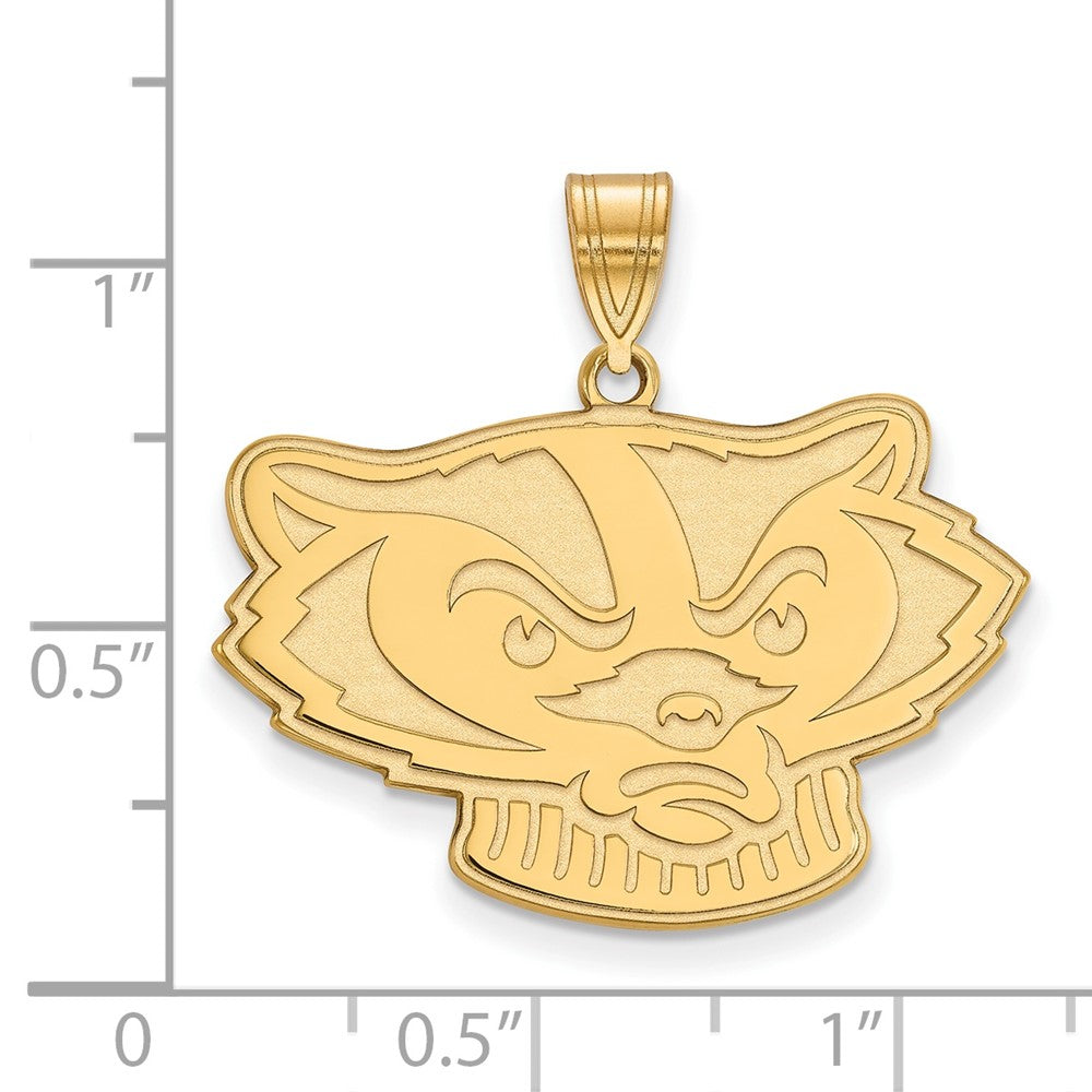 10k Gold LogoArt University of Wisconsin Badger Large Pendant