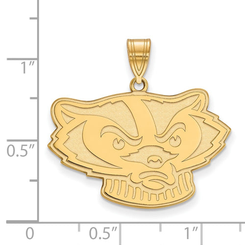 10k Gold LogoArt University of Wisconsin Badger Large Pendant