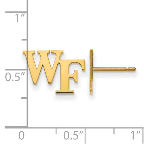 10k Gold LogoArt Wake Forest University W-F Extra Small Post Earrings