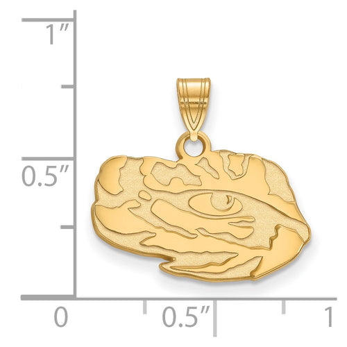 10k Gold LogoArt Louisiana State University Tiger Eye Small Pendant