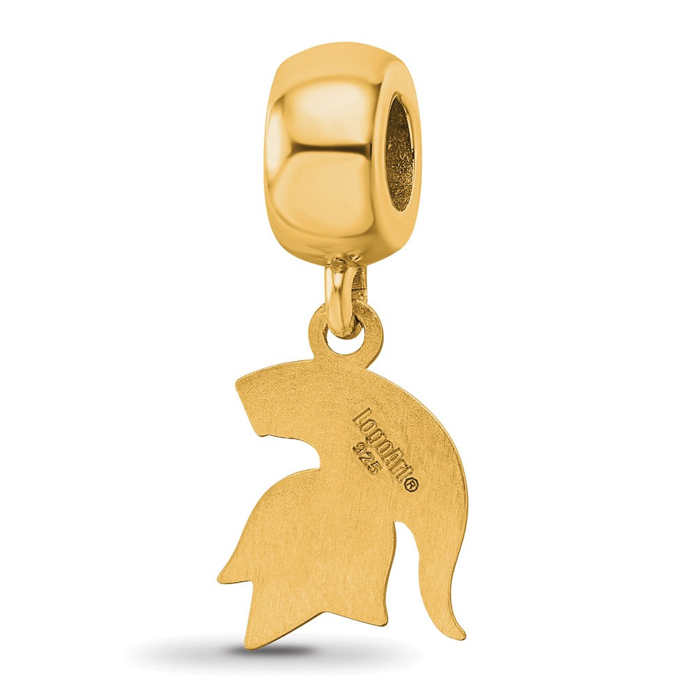Sterling Silver Gold-plated LogoArt Michigan State University Spartan Small Dangle Bead Charm