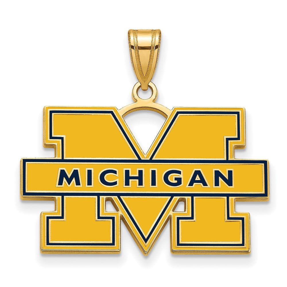 14ky LogoArt Michigan (Univ Of) Large Blue Enamel Pendant