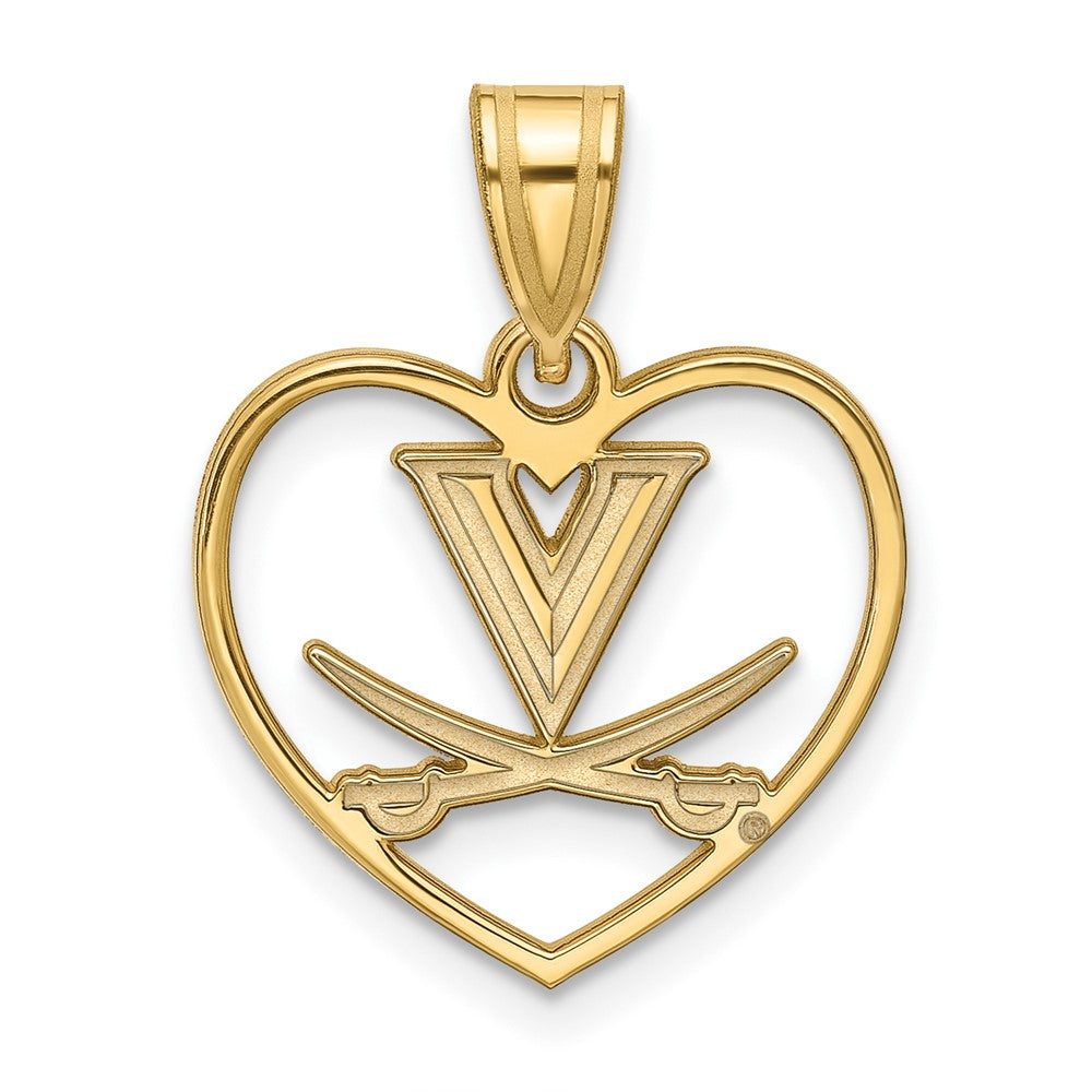 Sterling Silver Gold-plated LogoArt University of Virginia Heart Pendant