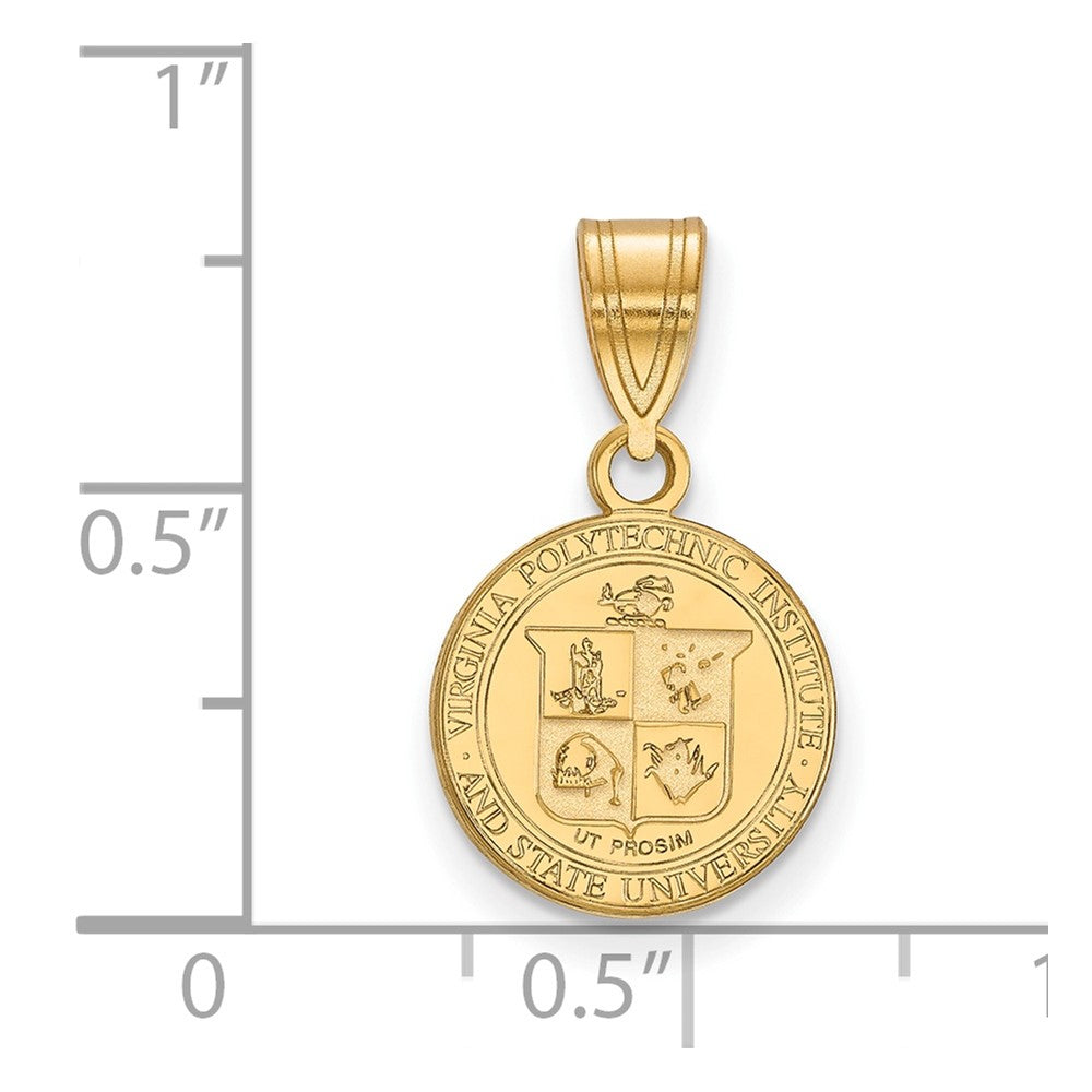 Sterling Silver Gold-plated LogoArt Virginia Tech Small Crest Pendant
