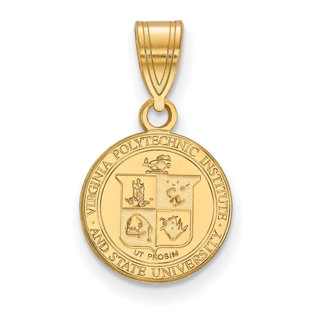 Sterling Silver Gold-plated LogoArt Virginia Tech Small Crest Pendant