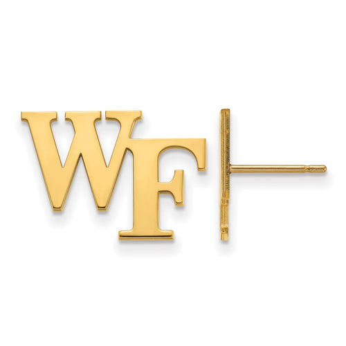10k Gold LogoArt Wake Forest University W-F Small Post Earrings