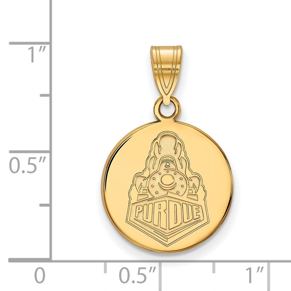 14k Gold LogoArt Purdue University Boilermakers Train Logo Medium Disc Pendant