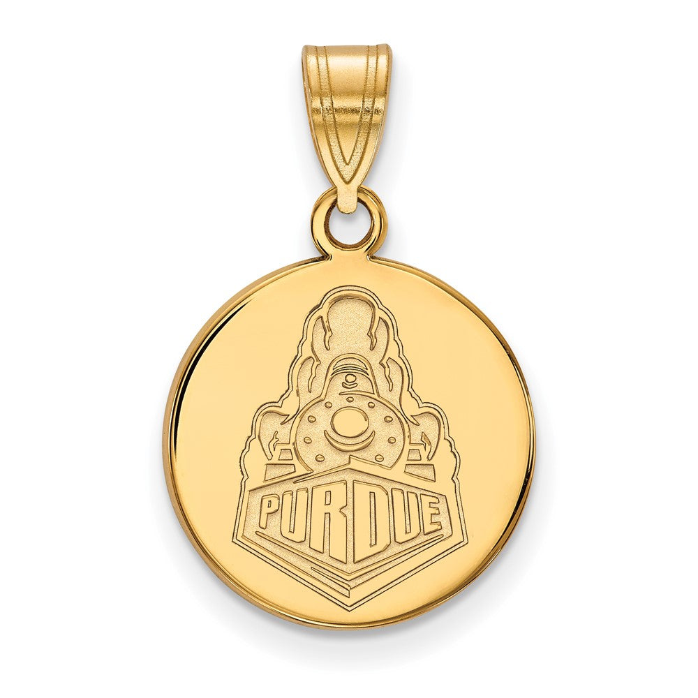 Sterling Silver Gold-plated LogoArt Purdue University Boilermakers Train Logo Medium Disc Pendant