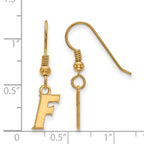 Sterling Silver Gold-plated LogoArt University of Florida Letter F Extra Small Dangle Wire Earrings