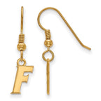 Sterling Silver Gold-plated LogoArt University of Florida Letter F Extra Small Dangle Wire Earrings
