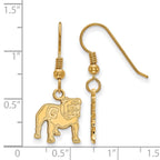 Sterling Silver Gold-plated LogoArt University of Georgia Bulldog Small Dangle Wire Earrings