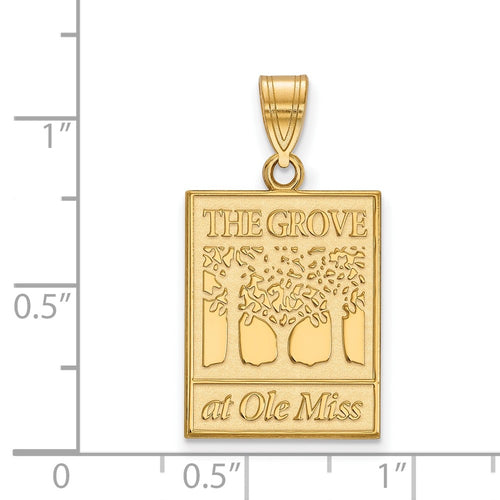 10k Gold LogoArt University of Mississippi The Grove at Ole Miss Large Pendant