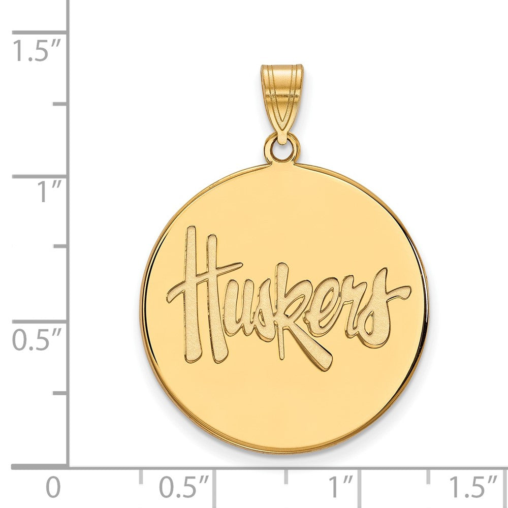 14k Gold LogoArt University of Nebraska Huskers Extra Large Disc Pendant