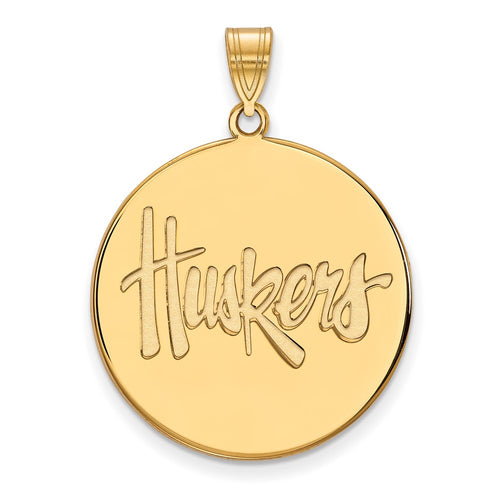 10k Gold LogoArt University of Nebraska Huskers Extra Large Disc Pendant