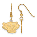 Sterling Silver Gold-plated LogoArt University of Wisconsin Badger Small Dangle Wire Earrings