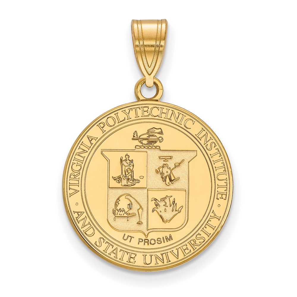 Sterling Silver Gold-plated LogoArt Virginia Tech Large Crest Pendant
