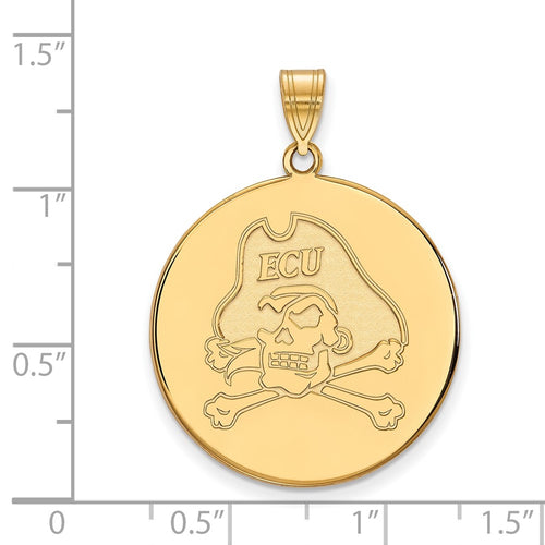10k Gold LogoArt East Carolina University Pirate Extra Large Disc Pendant
