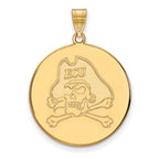 10k Gold LogoArt East Carolina University Pirate Extra Large Disc Pendant