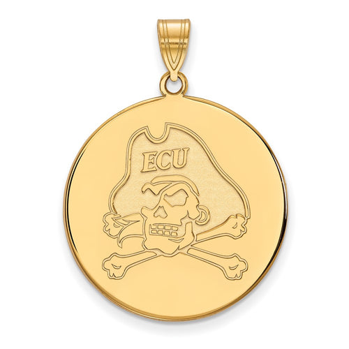 10k Gold LogoArt East Carolina University Pirate Extra Large Disc Pendant