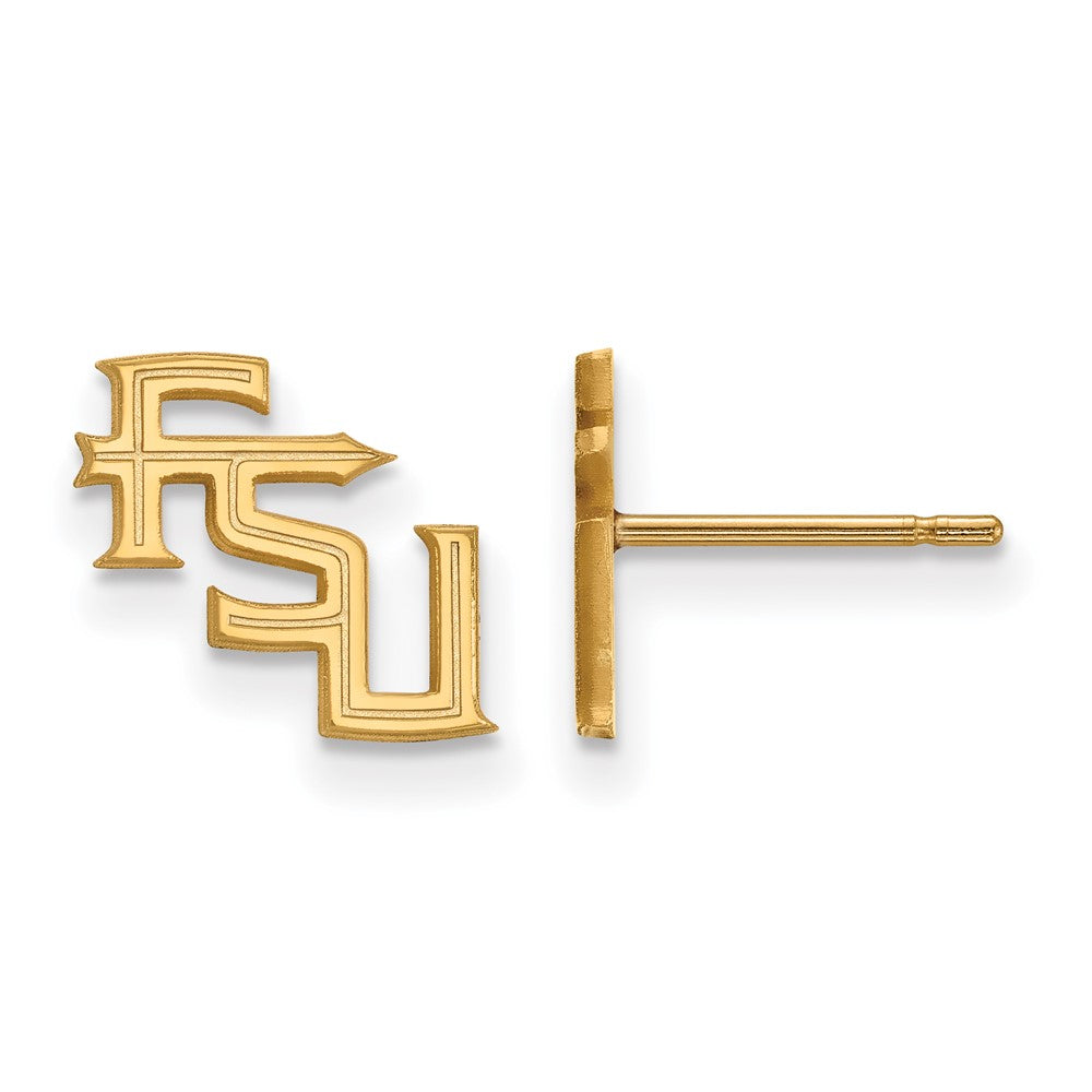 Sterling Silver Gold-plated LogoArt Florida State University F-S-U Extra Small Post Earrings