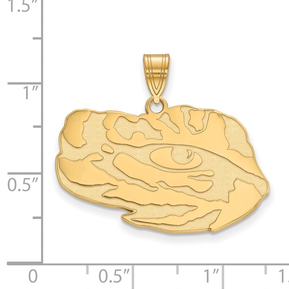 Sterling Silver Gold-plated LogoArt Louisiana State University Tiger Eye Large Pendant
