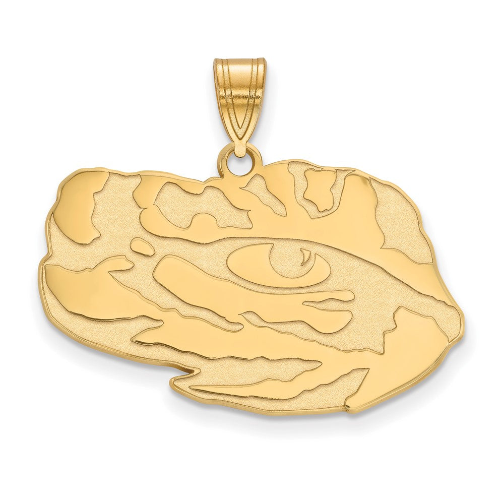 Sterling Silver Gold-plated LogoArt Louisiana State University Tiger Eye Large Pendant