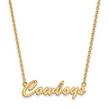 Sterling Silver Gold-plated LogoArt Oklahoma State University Cowboys Script Medium Pendant 18 inch Necklace