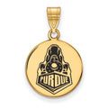 Sterling Silver Gold-plated LogoArt Purdue University Boilermakers Train Logo Medium Enameled Disc Pendant