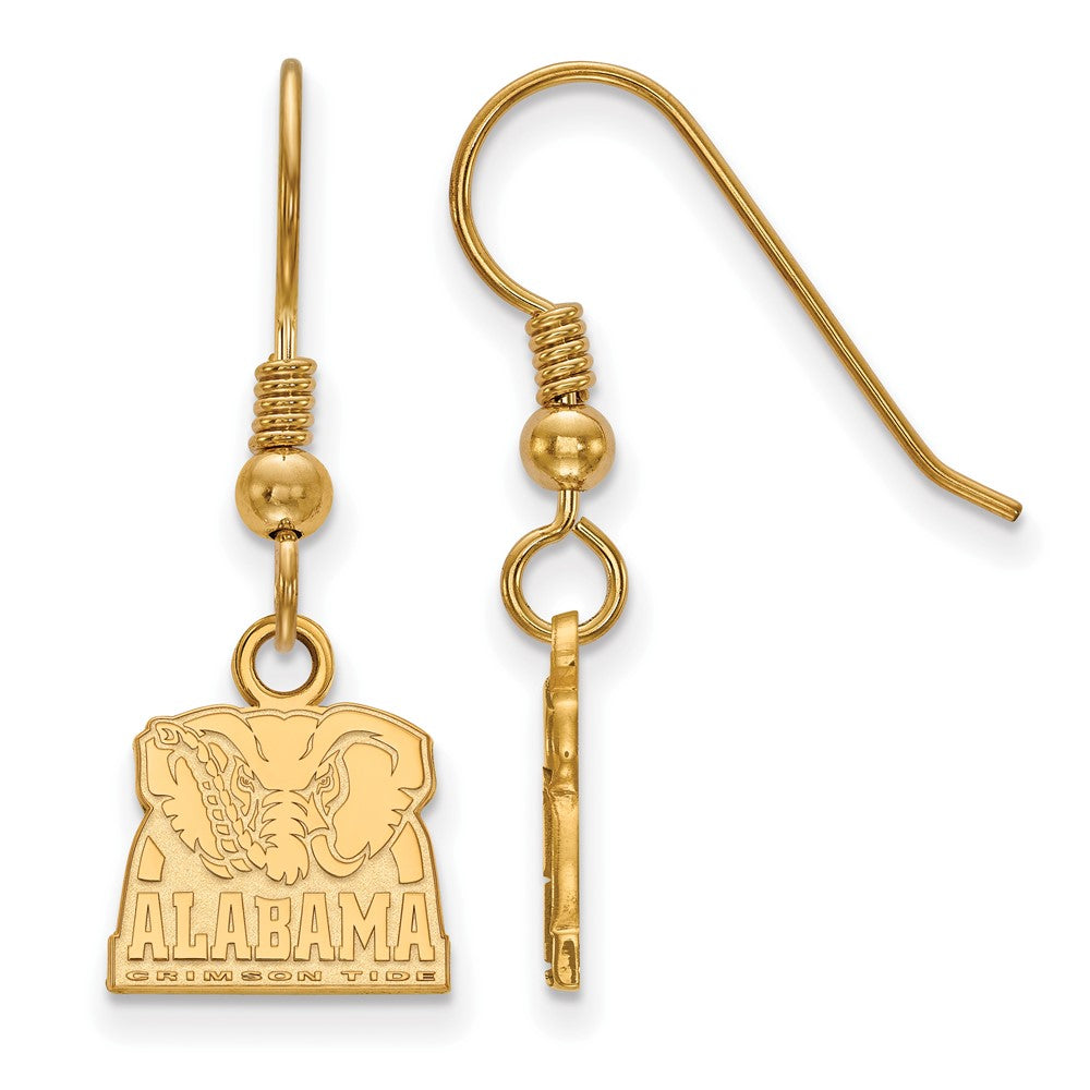 Sterling Silver Gold-plated LogoArt University of Alabama Elephant Extra Small Dangle Wire Earrings