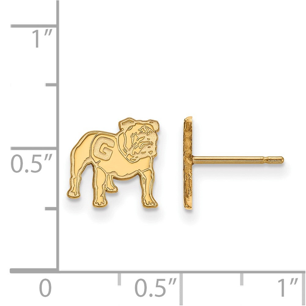 Sterling Silver Gold-plated LogoArt University of Georgia Bulldog Extra Small Post Earrings