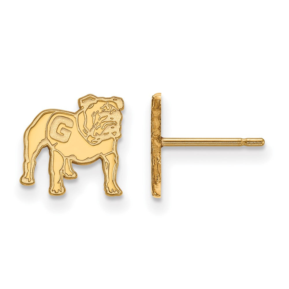 Sterling Silver Gold-plated LogoArt University of Georgia Bulldog Extra Small Post Earrings