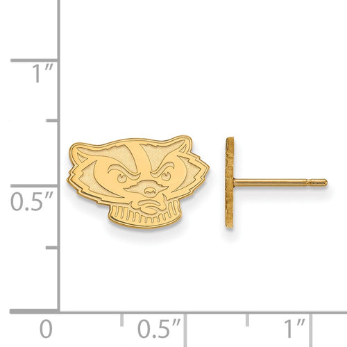 10k Gold LogoArt University of Wisconsin Badger Extra Small Post Earrings
