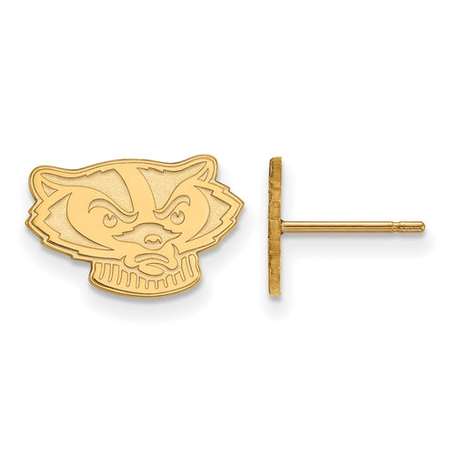 10k Gold LogoArt University of Wisconsin Badger Extra Small Post Earrings