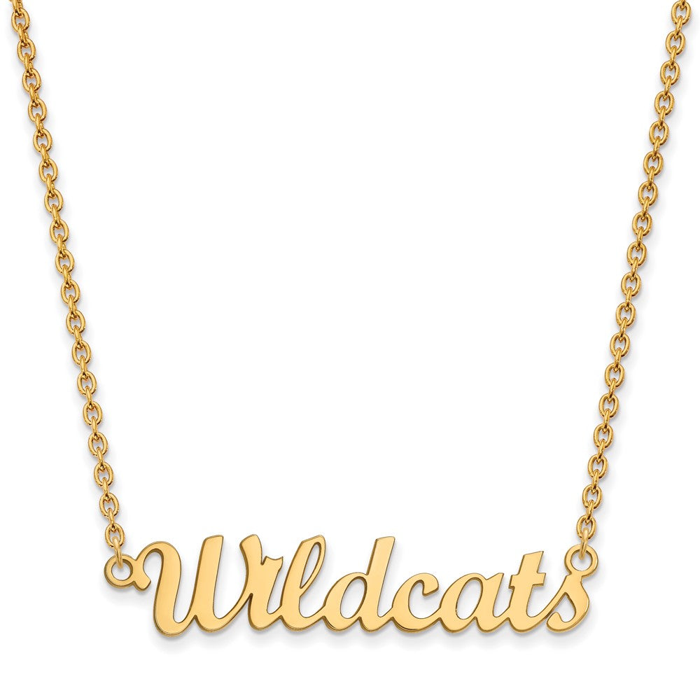 Sterling Silver Gold-plated LogoArt Kansas State University Wildcats Script Medium Pendant 18 inch Necklace