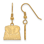 Sterling Silver Gold-plated LogoArt University of Alabama Elephant Small Dangle Wire Earrings